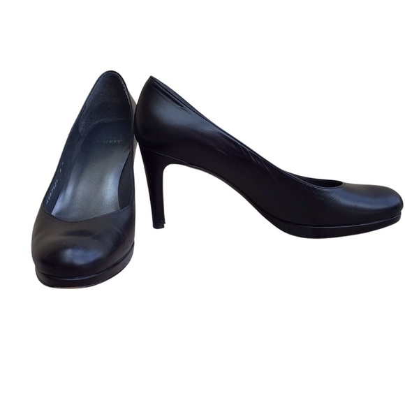 Stuart Weitzman Platswoon Black Leather Pumps - Picture 5 of 15